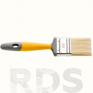 Кисть плоская, 1,0" (25 мм), искусственная щетина, двухкомпонентная ручка, желтая, Евро,  "HARDY" /0200-904325 - фото