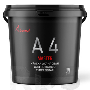 Краска для потолков АКВЕСТ-4 Мастер акриловая, супербелая, матовая (14 кг)
