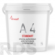 Краска для потолков АКВЕСТ-4 Стандарт акриловая, супербелая, матовая (14 кг) - фото