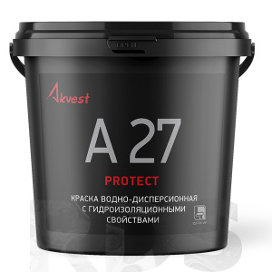 Краска гидроизоляционная АКВЕСТ-27 PROTECT, матовая, база А, 12кг - фото