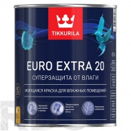 Краска водоэмульсионная EURO 20 EXTRA полуматовая (база А), Tikkurila (0,9л) - фото