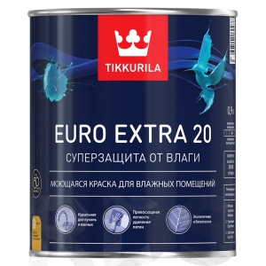 Краска водоэмульсионная EURO 20 EXTRA полуматовая (база А), Tikkurila (0,9л) - фото