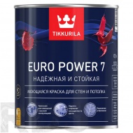 Краска водоэмульсионная EURO 7 POWER  матовая (база А), Tikkurila (0,9л) - фото