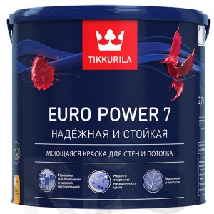  Краска водоэмульсионная EURO 7 POWER матовая (база А), Tikkurila (2,7л) - фото