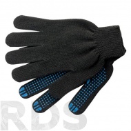 Перчатки зимние, полушерсть, покрытие ладони - ПВХ "Точка", размер L-XL, черные - фото
