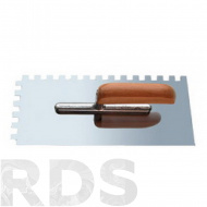 Гладилка зубчатая, 130 x 280 мм, зуб 8х8, нержавеющая сталь, деревянная ручка, "888" /3022280 - фото