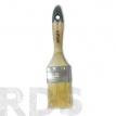Кисть плоская, 2,5" (63 мм), натуральная щетина, деревянная ручка, Евро, "HOGER" /1002063 - фото