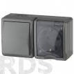 Блок розетка+выключатель IP54,16AX(10AX)-250В, серый - фото