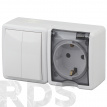 Блок розетка + 2-й выключатель IP54,16AX(10AX)-250В, белый - фото