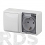 Блок розетка+выключатель IP54,16AX(10AX)-250В, белый - фото