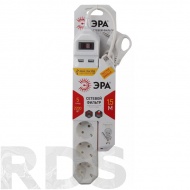Сетевой фильтр ЭРА USF-5es-1,5m-USB-W (белый), с/з, 3*0,75мм2, 5гн+2USB, 1,5м - фото 2