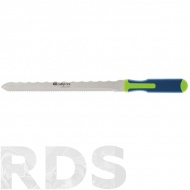 Нож, 420 мм, для резки теплоизоляц, панелей, 2-стороннее лезвие - 280 мм, обрезин. рукоятка, "СИБРТЕХ" /79027 - фото