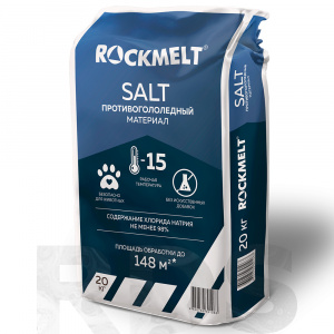 Противогололедный реагент Rockmelt Salt (до -15°С), 20кг - фото