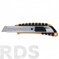 Нож "SPARTA", 18 мм, выдвижное лезвие, металл. направляющая, двухкомпонентный корпус /78982 - фото