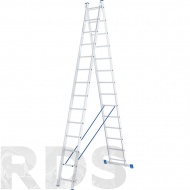 Лестница, 2х14 ступеней, алюминиевая, двухсекционная, "HITT" - фото