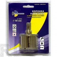 Коронка-сверло алмазное, 50 x 35мм, по керамике и стеклу, центр. сверло, трехгран.хвостовик, "Trio Diamond" /400050 - фото