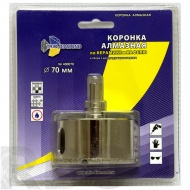Коронка-сверло алмазное, 70 x 35мм, по керамике и стеклу, центр. сверло, трехгран.хвостовик, "Trio Diamond" /400070 - фото