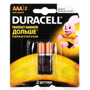 Батарейка AAA (LR03) "Duracell" Basic, 2шт/уп - фото