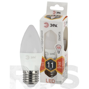 Лампа светодиодная ЭРА B35, 11Вт, теплый свет, E27 - фото