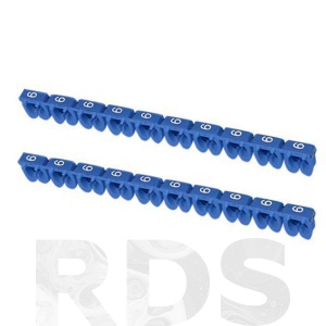 Маркер наборный - символ "6" голубой 1,5 мм2 (150 шт.) TDM SQ0534-0007 - фото