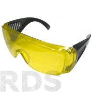 Очки защитные, желтые, открытого типа, с черной дужкой, ударопрочный поликарбонат, "HOGER" - фото