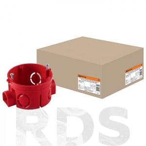 Установочная коробка СП D68х42мм, саморезы, стыковочные узлы, красная, IP20, TDM SQ1402-1116 - фото