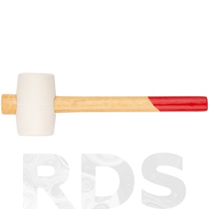 Киянка резиновая белая, деревянная ручка 45 мм (225 гр) - фото