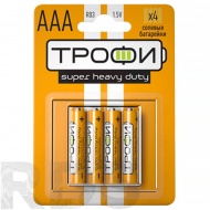 Батарейка AAA (LR03) "Трофи" солевые, 4шт/уп - фото