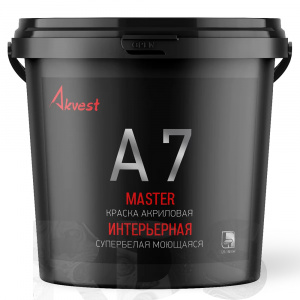 Краска универсальная акриловая моющаяся АКВЕСТ-7 Мастер, база С, полуматовая, 14кг - фото