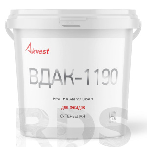 Краска фасадная акриловая АКВЕСТ ВДАК-1190, супербелая, матовая, 14 кг