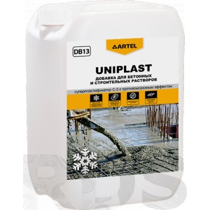 Пластифицирующая противоморозная добавка для бетонов и строительных растворов ARTEL UNIPLAST DB13, 10л - фото