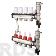 Коллекторная группа Valtec 1"х3 отвода с регулировочными клапанами и расходомерами, нержавеющая сталь VTc.589.EMNX.0603 - фото