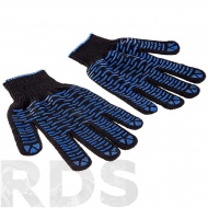 Перчатки хлопчатобумажные с ПВХ покрытием, 5 нитей, черные, Hammer Flex 230-018 /406412 - фото