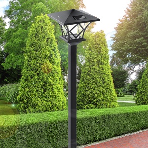 Светильник садовый на солнечной батарее, черный, 155см - фото