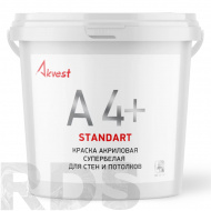 Краска для стен и потолков акриловая АКВЕСТ-4+ Стандарт, супербелая, 3кг - фото