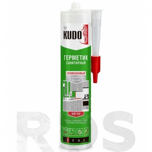 Герметик силиконовый санитарный KUDO KSK 125, белый алюминий, 280 мл - фото