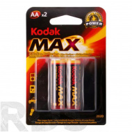 Батарейка AA (LR06) "Kodak" MAX SUPER Alkaline, 2шт/уп - фото