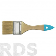 Кисть плоская, 2,5" (63 мм), натуральная щетина, деревянная ручка, Стандарт, "MOS" /00706М - фото