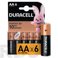 Батарейка AA (LR06) "Duracell" Basic, 6 шт. - фото