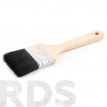 Кисть плоская, 4,0" (100 мм), натуральная чёрная щетина, деревянная ручка, "EcoRank" - фото