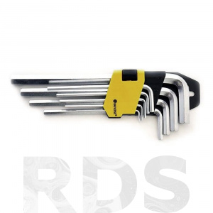 Ключи имбусовые, 1,5-10 мм, удлиненные, HEX, 9 шт., 