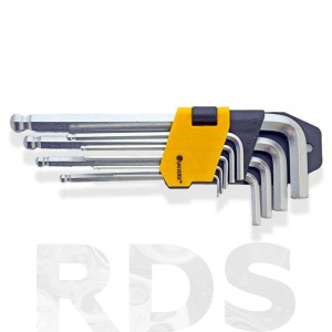 Ключи имбусовые, 1,5-10 мм, удлиненные, с шаром, HEX, 9 шт., 