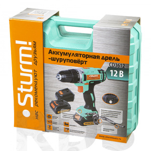 Дрель-шуруповерт аккумуляторная 12В, CD3612, 2,0А/ч "Sturm" - фото 3