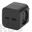 Разветвитель электрический ЭРА, 2 гнезда + 2 USB, без заземления, SP-2-USB-B, черный - фото