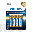 Батарейка AA (LR6) "PHILIPS", Premium, 4шт/уп - фото