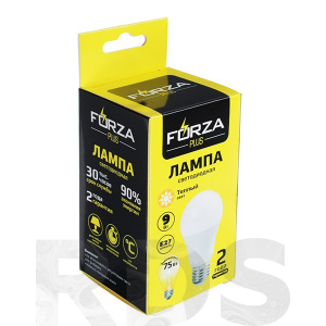 Лампа светодиодная A60, 9W, E27, 806lm, 3000К, Forza