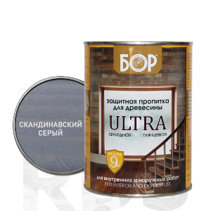 Защитная пропитка для древесины Ultra Бор скандинавский серый ( 0,75 кг / 14 шт)