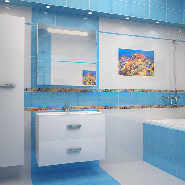 Ванная комната в лазурных и голубых тонах - фото