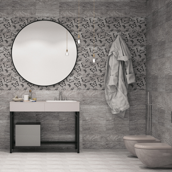 Керамическая плитка для ванной комнаты в серых тонах - фото