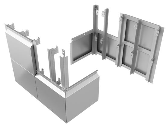3D модель расположеня профилей в системе вентилируемых фасадов